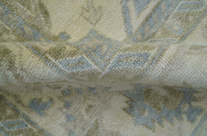 Hand Knotted Beige Traditional Oushak Design 9x12 Wool Rug