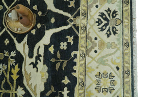 Hand Knotted Charcoal, Ivory and Olive Oriental Oushak 8x10 Wool Area Rug