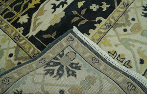 Hand Knotted Charcoal, Ivory and Olive Oriental Oushak 8x10 Wool Area Rug