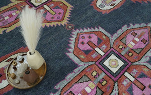 Hand Knotted Charcoal, Silver and Pink Traditional Custom Made Wool Area Rug