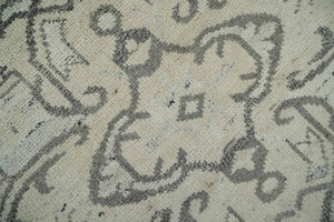 Hand Knotted Earthy Neutral Serapi Wool Rug, Charcoal, Beige and Ivory