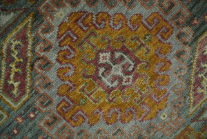 Hand Knotted Gold and Charcoal 9x12 Oriental Traditional Wool Area Rug