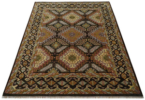 Olive, Gold, Black and Brown Oriental Traditional Hand Knotted Multi Size Wool Area Rug, Living Room and Bedroom Rug