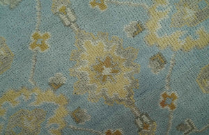 Hand Knotted Gray, Ivory and Mustard 6x8.8 Traditional Oriental Oushak wool rug