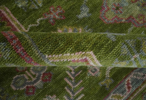 Hand Knotted Green and Silver Traditional Multi Size Antique Wool Area Rug