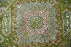 Hand Knotted Green, Ivory and Silver Oriental Traditional 9x12 Wool Area Rug