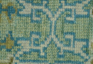 Hand Knotted Green, Olive and Teal Traditional Dragon Oushak Design 3x5 wool rug