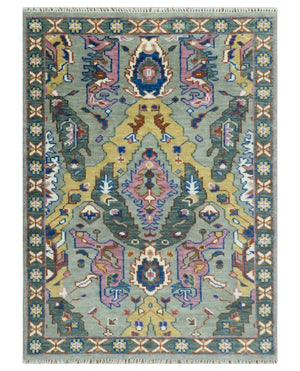 Hand knotted Green And Pink Traditional large design Custom Made wool Area Rug