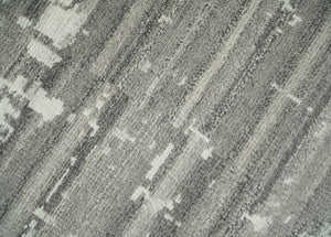 Hand Knotted Ivory and Charcoal Traditional Abstract Natural Wool Custom Made Area Rug, Kids, Living Room and Bedroom Rug