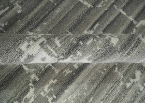 Hand Knotted Ivory and Charcoal Traditional Abstract Natural Wool Custom Made Area Rug, Kids, Living Room and Bedroom Rug