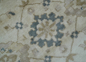 Hand Knotted Ivory And Gray Traditional Oushak Design 8x10 Wool Rug