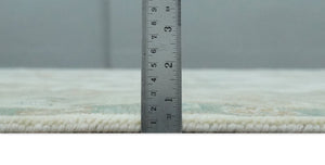 Hand Knotted Ivory and Silver 8x10 Traditional Oushak Wool Area Rug