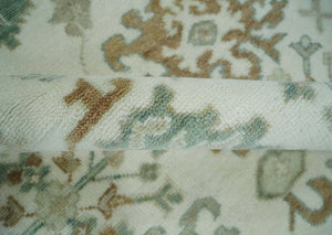 Hand Knotted Ivory and Silver 8x10 Traditional Oushak Wool Area Rug