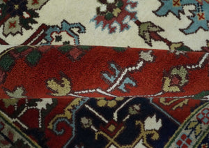 Hand Knotted Ivory, Brown and Blue Traditional Antique Style Wool Area Rug