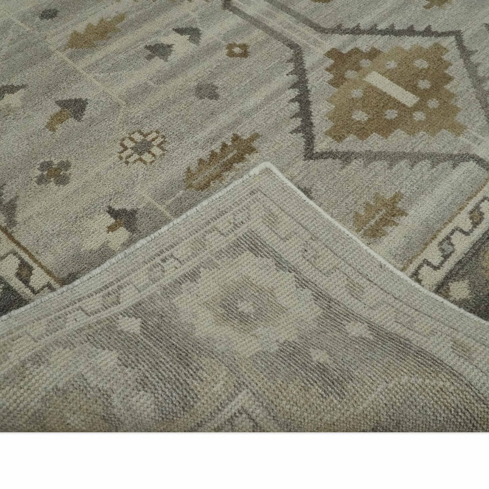 Hand Knotted Ivory, Charcoal and Beige Traditional Floral Multi Size Wool Area Rug