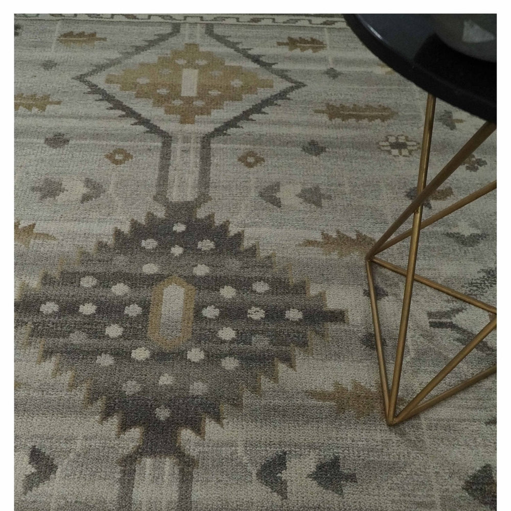 Hand Knotted Ivory, Charcoal and Beige Traditional Floral Multi Size Wool Area Rug