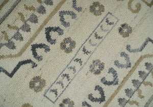 Hand Knotted Ivory, Gray and Beige Traditional Medallion Natural Wool Custom Made Area Rug, Kids, Living Room and Bedroom Rug
