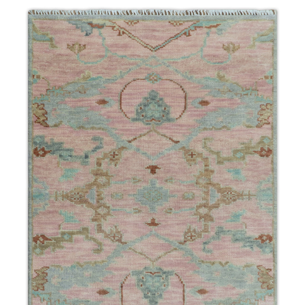 Hand Knotted Light Pink Oriental Oushak Multi Size Traditional Wool Area Rug, Living Room and Bedroom Rug