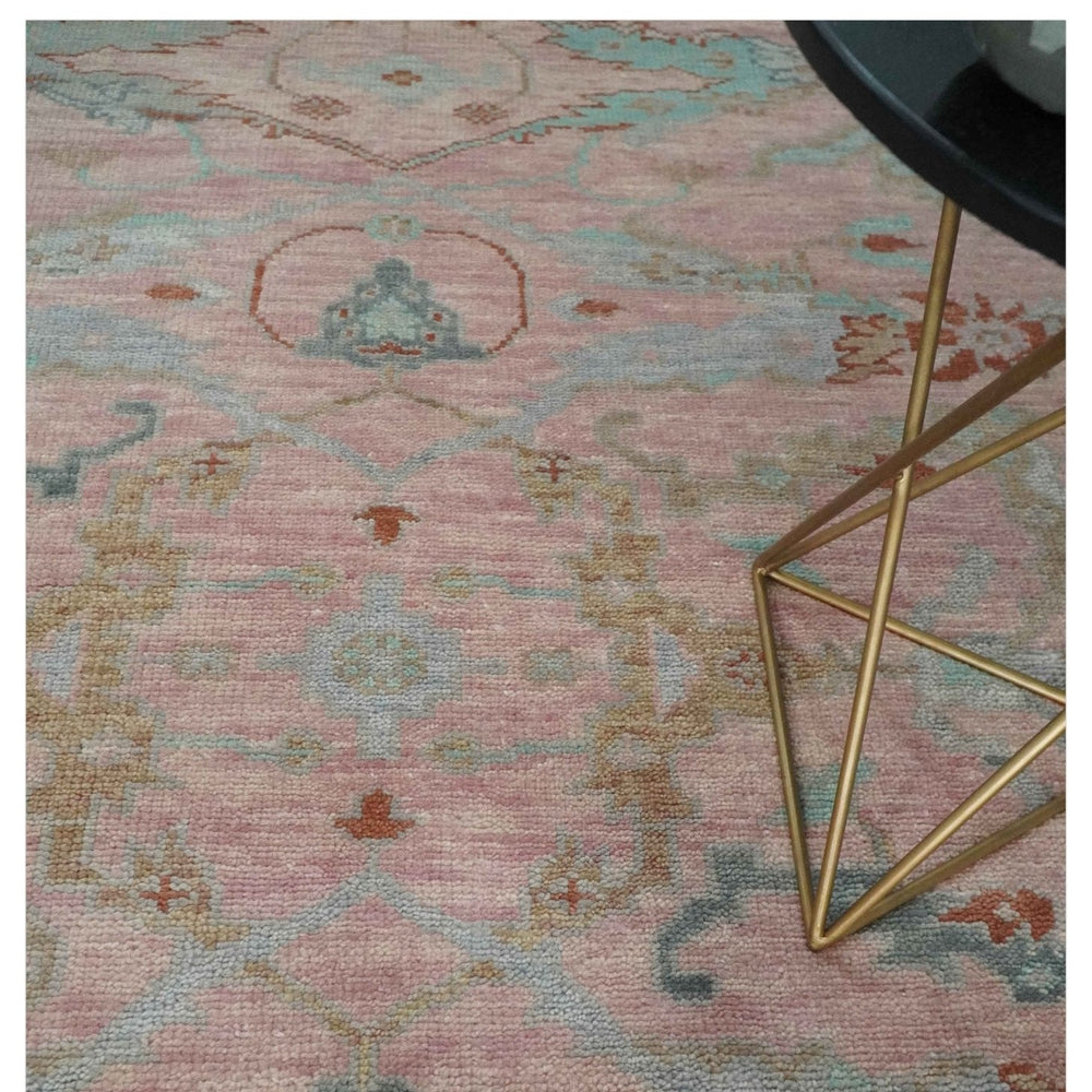 Hand Knotted Light Pink Oriental Oushak Multi Size Traditional Wool Area Rug, Living Room and Bedroom Rug