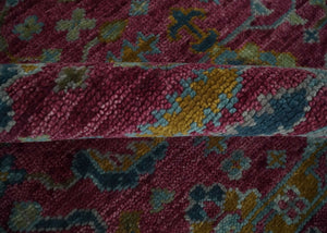 Hand Knotted Maroon and Gold Traditional Antique Style Wool Area Rug