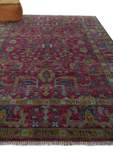 Hand Knotted Maroon and Gold Traditional Antique Style Wool Area Rug