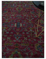 Hand Knotted Maroon and Gold Traditional Antique Style Wool Area Rug