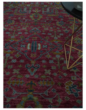 Hand Knotted Maroon and Gold Traditional Antique Style Wool Area Rug