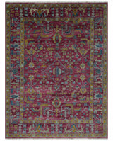 Hand Knotted Maroon and Gold Traditional Antique Style Wool Area Rug