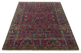 Hand Knotted Maroon and Gold Traditional Antique Style Wool Area Rug
