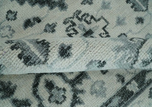 Hand Knotted Multi size Ivory, Silver and Charcoal Antique Turkish  Oushak Wool Area Rug