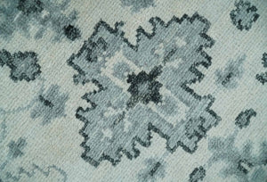Hand Knotted Multi size Ivory, Silver and Charcoal Antique Turkish  Oushak Wool Area Rug