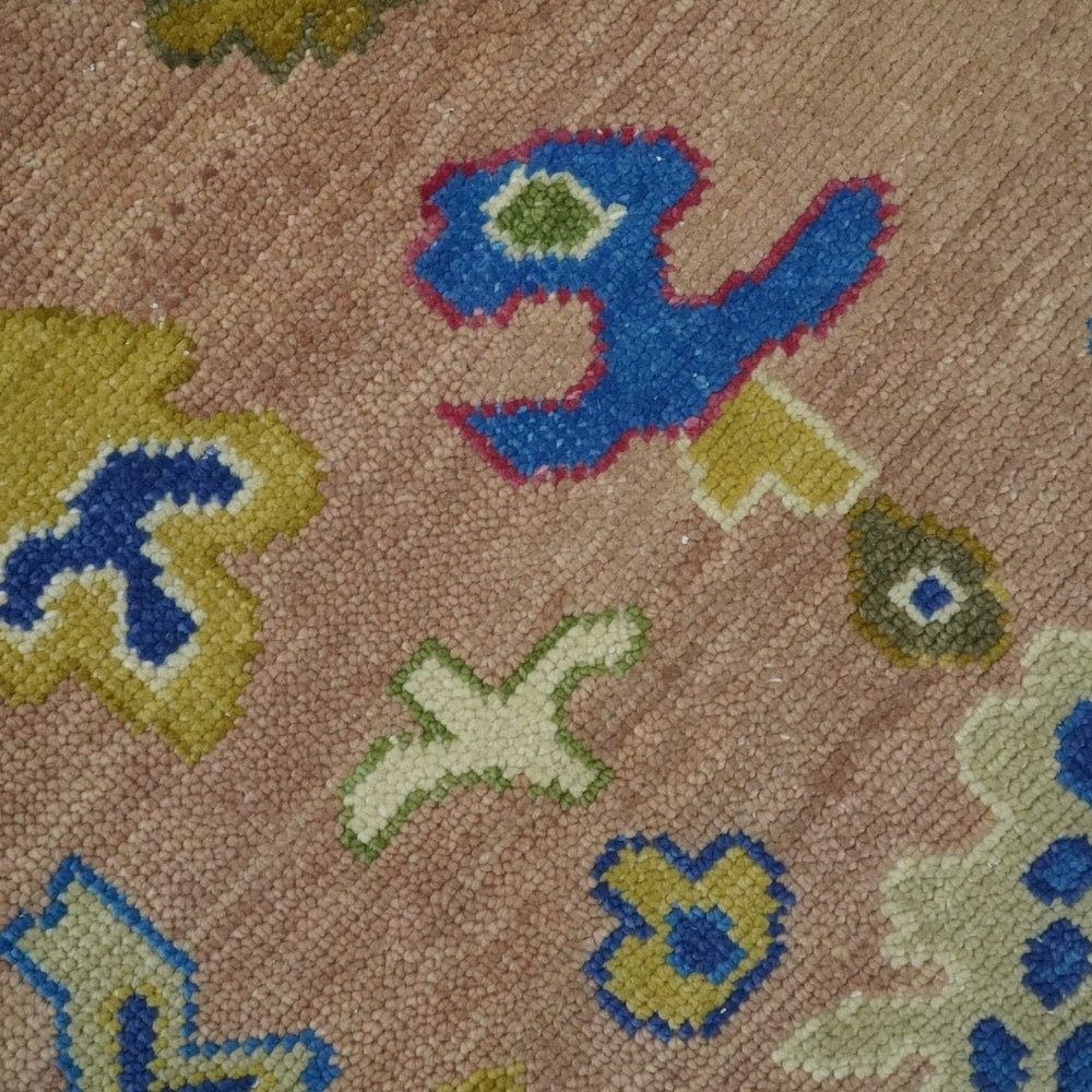 Hand Knotted Multi Size Antique Style Peach and Beige Traditional colorful Oushak Wool Rug