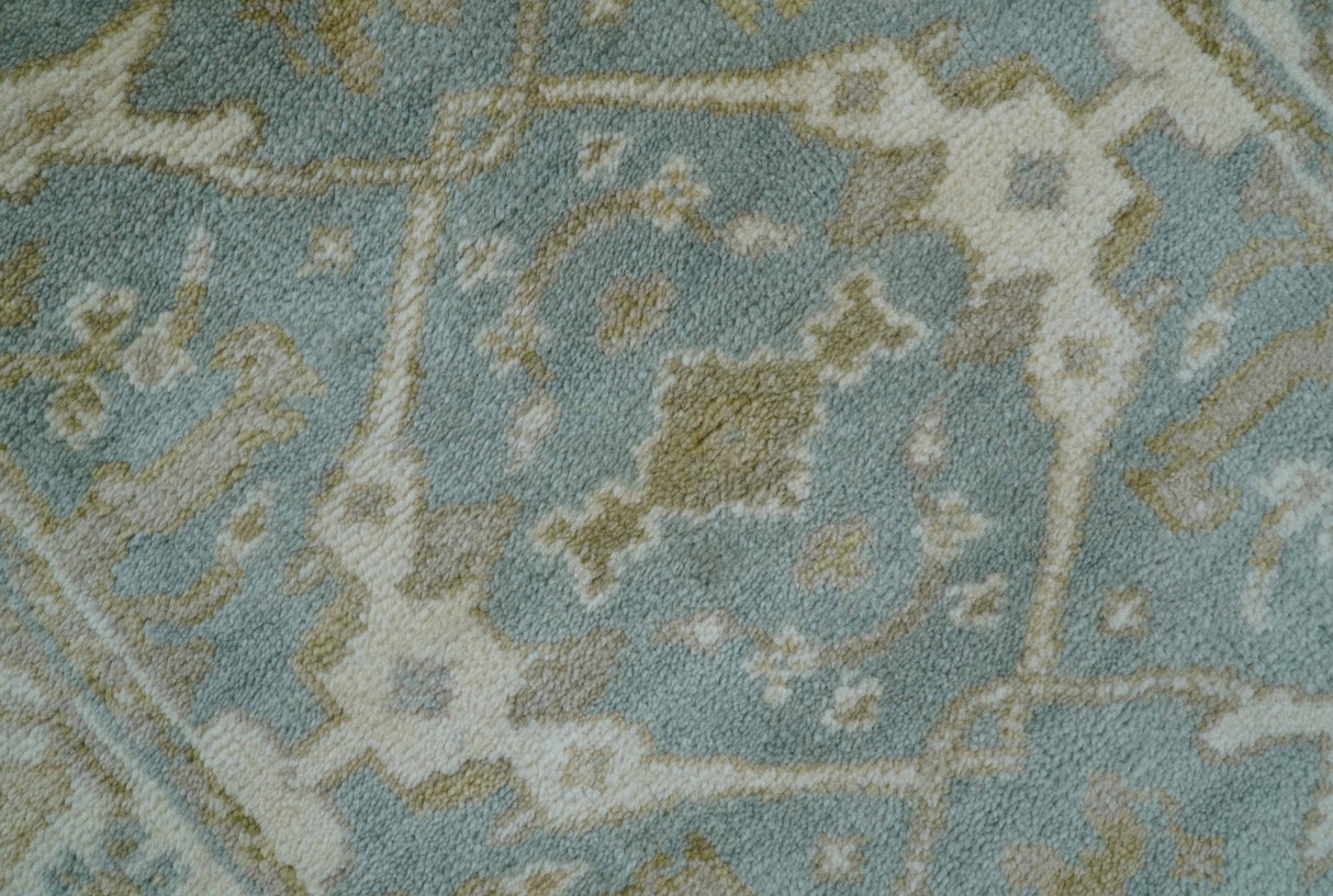 Hand Knotted Oushak Design Gray And Beige 2.8x8 Wool Rug