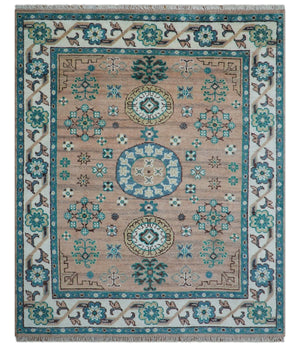 Hand knotted Peach Traditional Khotan Design 8x10 Wool Area Rug