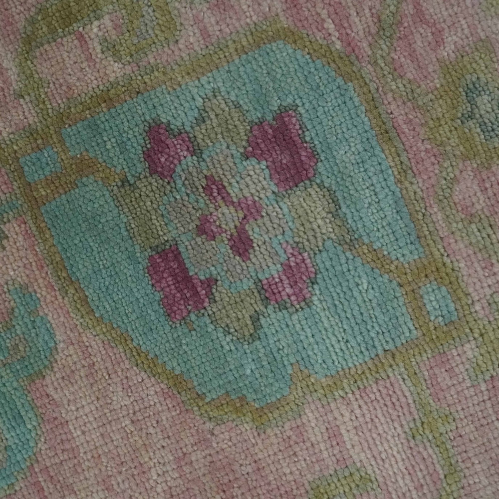 Hand Knotted Pink, Aqua and Purple Vibrant colorful Multi Size Oushak Wool Area Rug