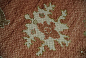 Quick ship 9x12 Hand Knotted Rust, Olive and Ivory Traditional Oushak Wool Rug