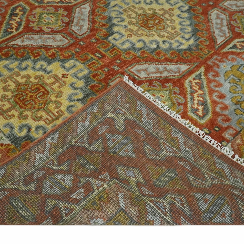 Hand Knotted Rust and Beige Oriental Traditional Multi Size Wool Area Rug, Living Room and Bedroom Rug