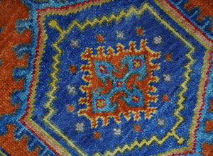 Hand Knotted Rust, Blue and Olive Traditional 3x6 Antique Wool Area Rug