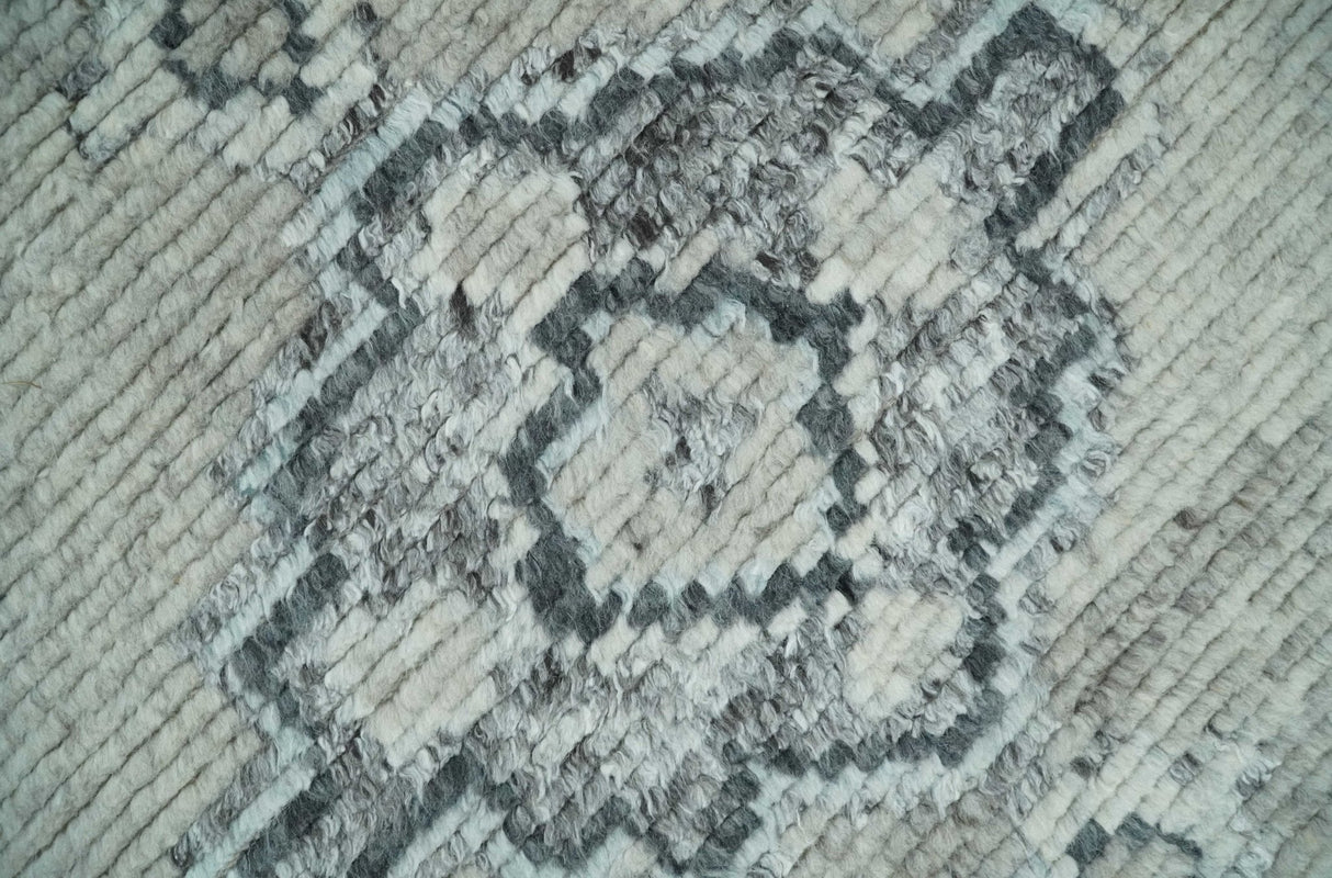Hand Knotted Charcoal And Beige Traditional with Blended Custom Made Wool Rug