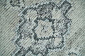 Hand Knotted Charcoal And Beige Traditional with Blended Custom Made Wool Rug