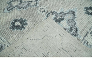 Hand Knotted Charcoal And Beige Traditional with Blended Custom Made Wool Rug