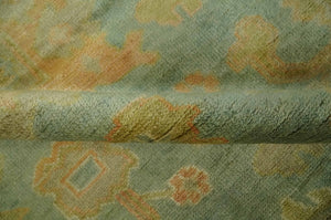 Hand Knotted Teal, Beige and Rust Vintage Style Traditional Wool Area Rug