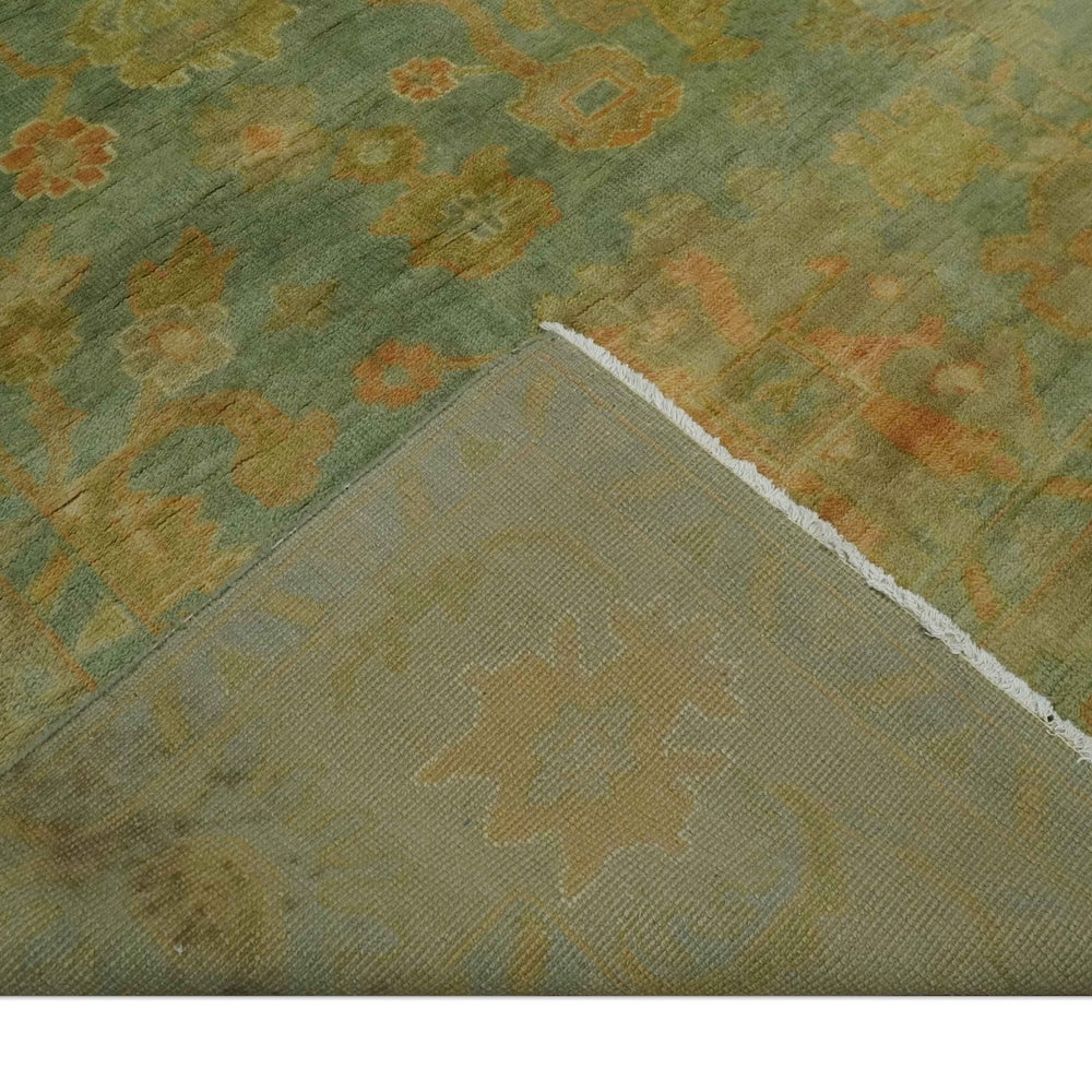 Hand Knotted Teal, Beige and Rust Vintage Style Traditional Wool Area Rug