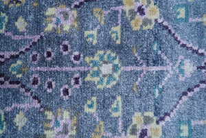Hand Knotted Traditional Design Blue And Ivory 2x3 Wool Area Rug