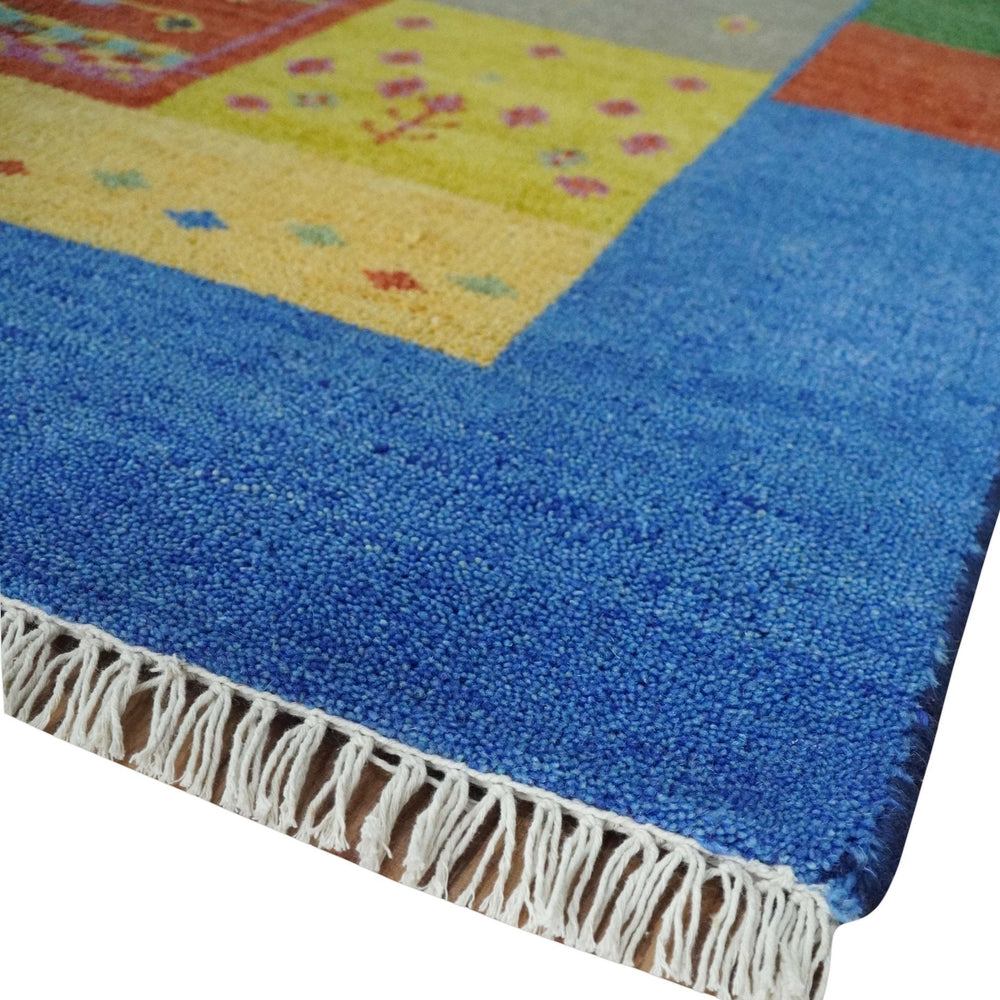 Hand knotted Traditional Multi color Antique Tribal Style Gabbeh Design Wool Area Rug