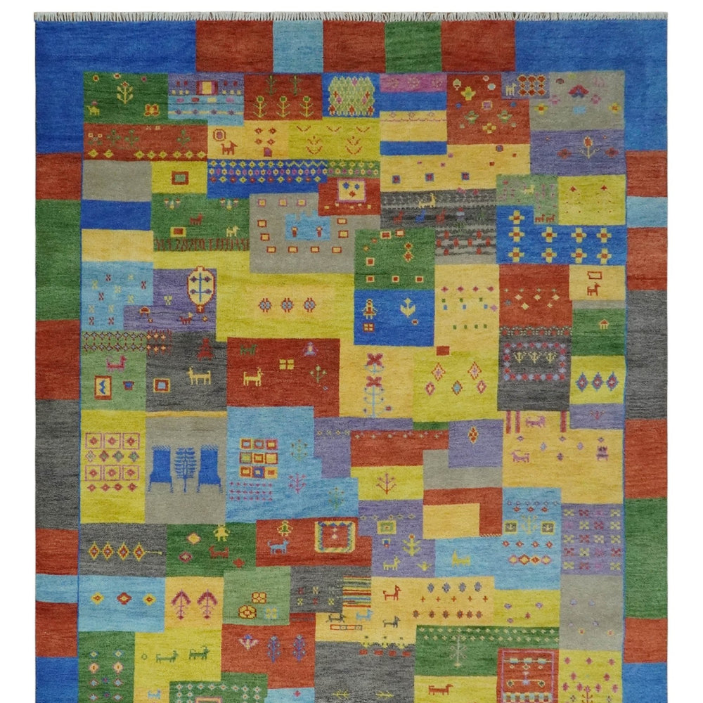 Hand knotted Traditional Multi color Antique Tribal Style Gabbeh Design Wool Area Rug