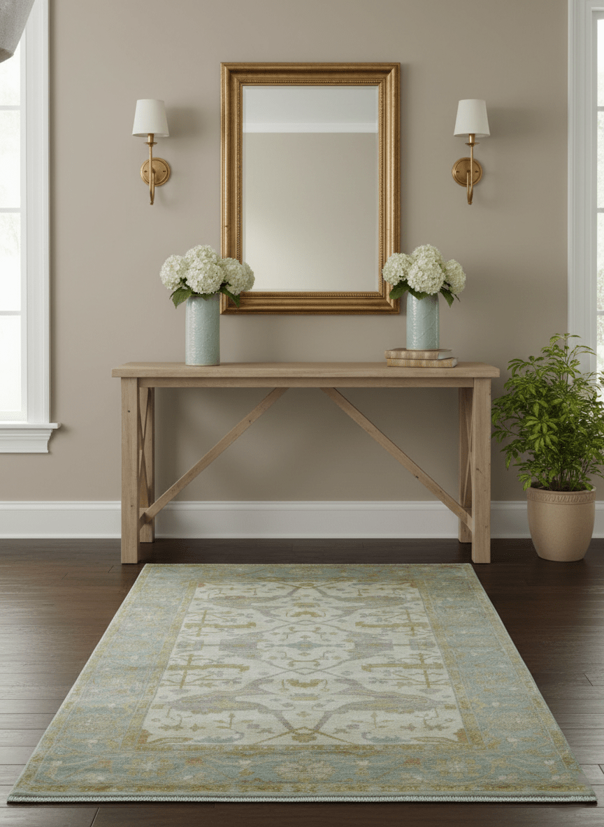 Hand Knotted Traditional Oushak Design Beige And Gray 6x9 Wool Area Rug