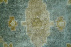 Hand Knotted Traditional Oushak Design Blue And Beige 8x10 Wool Area Rug