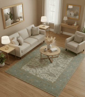 Hand Knotted Traditional Oushak Design Gray And Beige 8x10 Wool Rug