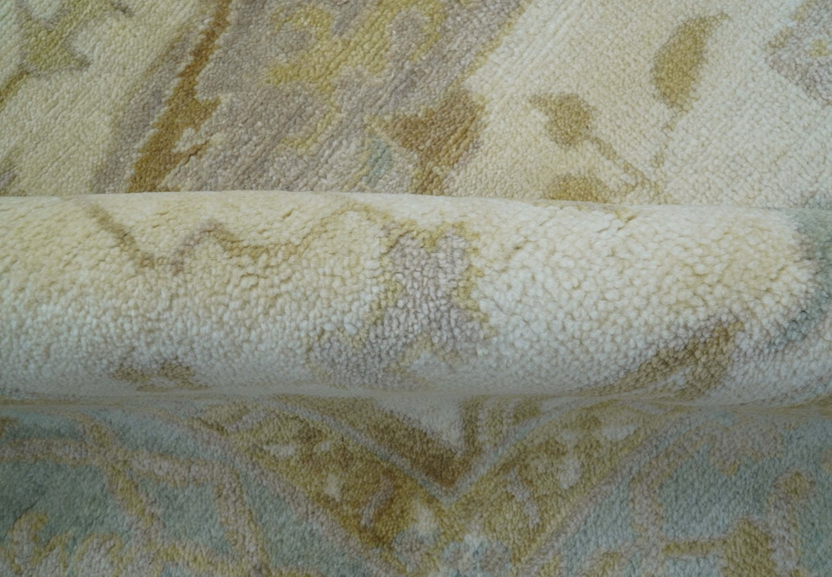 Hand Knotted Traditional Oushak Design Gray And Beige 8x10 Wool Rug